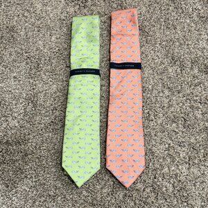NWT Tommy Hilfiger 100% Silk Whale Ties Green Coral